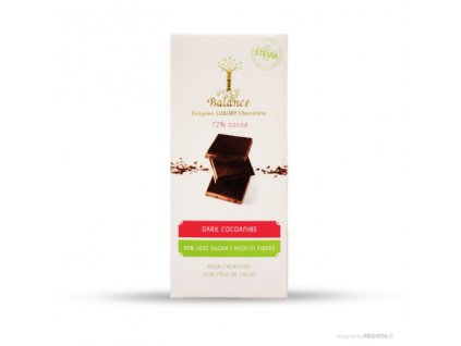 Čokoláda STEVIA hořká 72% kak. zrna bez přid. cukru 85g BALANCE
