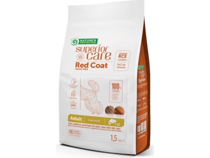 Nature's Protection Superior Care Trockenfutter für Hunde, Red Coat, für ausgewachsene Mini-Rasse, getreidefrei, Lachs, 1,5 kg