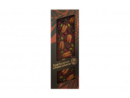 Milk chocolate sprinkled with pecans, pistachios and cranberries - Severka 130g