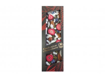 Ciocolata neagra cu nuci pecan, fistic, capsuni, liliac si nuca de cocos - Severka 130g
