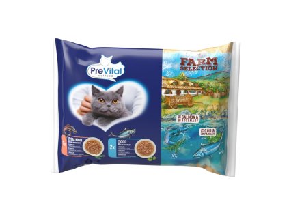 Prevital Farm Selection cat salmon and cod in sauce, pouch 85 g (4 pack)