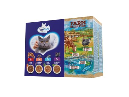 Prevital Farm Selection dla kotów, mieszanka mięsno-rybna w sosie, torebka 85 g (12 sztuk)