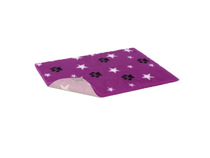 Vetbed anti-slip / Drybed purple paw and star 100 x 75 cm, pile 30 mm