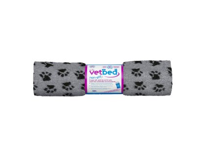 Vetbed protišmyk / Drybed šedá packy 100 x 75 cm DELUXE, vlas 30 mm