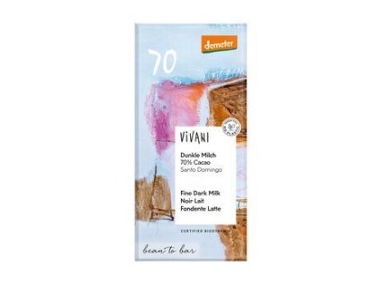 Ciocolata cu lapte Vivani 70% Santo Domingo 90g organica