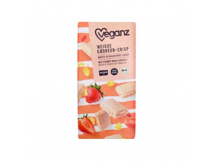 Vegan white chocolate with strawberries and crisps 80 g BIO VEGANZ