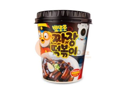 PORORO Instant Cup Topokki Koreanischer Reiskuchen mit schwarzen Bohnen und Jjajang-Geschmack 110g