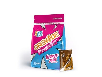 1.GRE Pre Workout 330g berried alive and sample protein fudge UP 19073