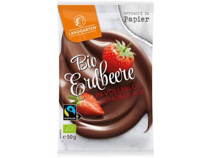 Landgarten Capsuni in ciocolata cu lapte 50g bio