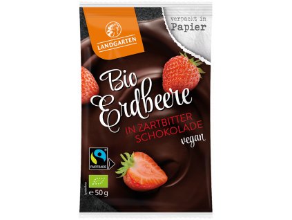 Landgarten Jahody v hořké čokoládě 50g bio