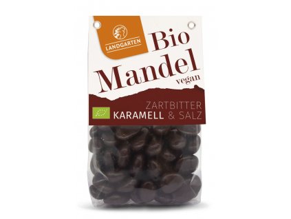 Landgarten Mandle v hořké čokoládě se slaným karamelem 170g bio