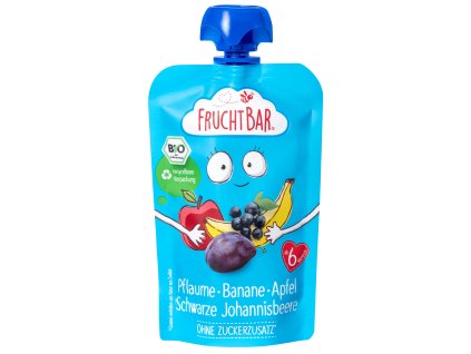Fruchtbar Pyré švestka jablko banán černý rybíz 100g bio