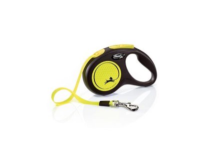 Flexi New Neon pásek, žlutá (Velikost Flexi New NEON pásek S: délka 5 m, do 15 kg)
