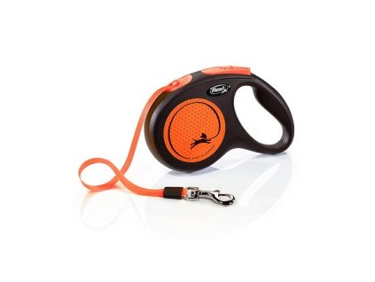 Flexi New Neon pásek, oranžová (Velikost Flexi New NEON pásek M: délka 5 m, do 25 kg)
