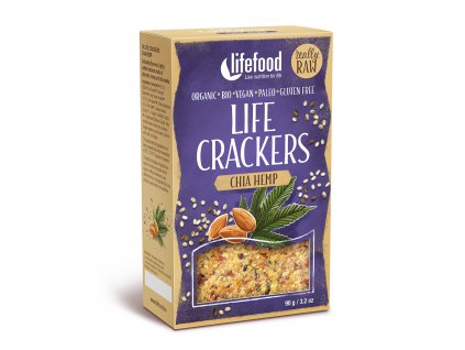 Life Crackers konopné s chia raw 90 g BIO LIFEFOOD