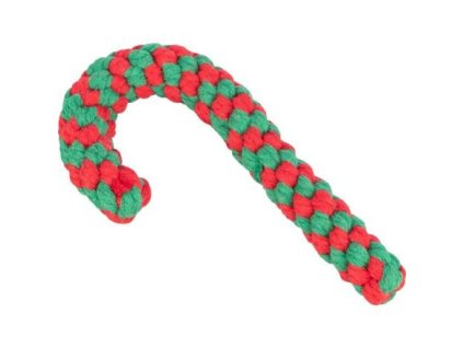 Xmas CANDY CANE - vianočný uzlovaný prútik , 19 cm, bavlnené lano
