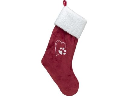 Xmas STOCKING - Christmas sock, 47 cm, plush, red/white