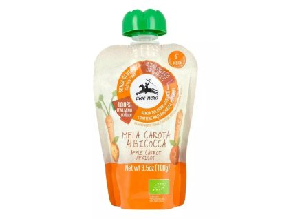 Alce Nero Puree jabłko, morela, marchewka 6m+ 100 g bio