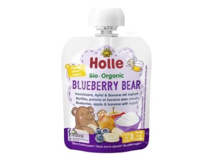 Holle Medveď Pyré čučoriedky, jablko a banán s jogurtom 85g bio
