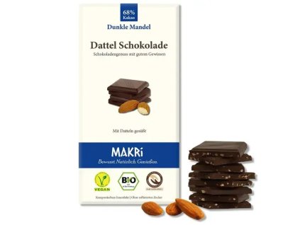 METRO Datlová tmavá čokoláda s mandľami 68 % 85 g bio