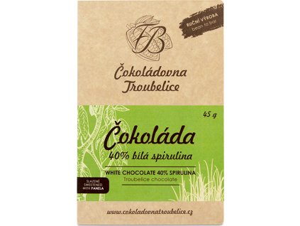 SALE!!!White chocolate 40% with spirulina 45 g NEW EDITION