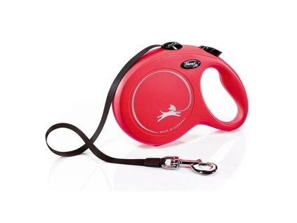 Flexi New Classic pásek, červená (Velikost flexi New CLASSIC pásek L: délka 8 m, do 50 kg)