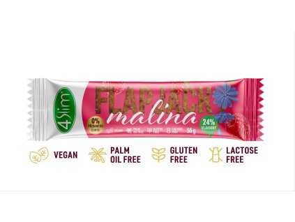 Cicoare de ovăz Flapjack fără zahăr. zmeura 55g 4SLIM