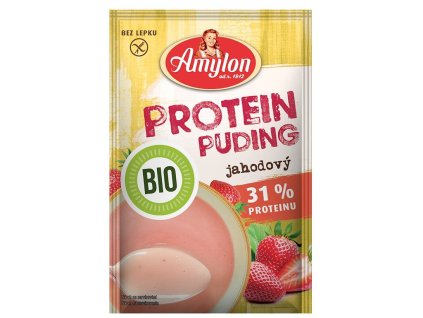 Budyń truskawkowy z białkiem bez cukru. 45g ORGANICZNEGO AMYLONU