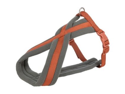 Nylonový postroj PREMIUM podšitý, rezavá/grafit (Velikost postroje PREMIUM L-XL:hruď:70-110cm/25mm)