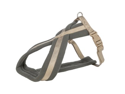 Nylonový postroj PREMIUM podšitý, písková/grafit (Velikost postroje PREMIUM L-XL:hruď:70-110cm/25mm)