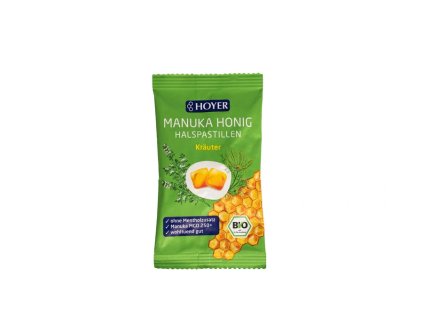 Pastylki do ssania Hoyer Manuka z miodem i ziołami 30 g organiczne
