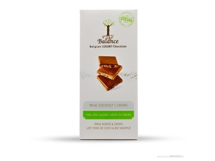 STEVIA tejcsokoládé. 38% kókusz, kristálycukormentes 85g BALANCE