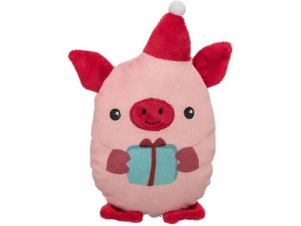 Xmas Pig - prasiatko 19 cm, hračka pre psov bez zvuku, plyš