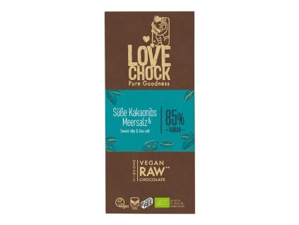 Lovechock Raw čokoláda kakaové kousky a sůl 85% 70 g bio