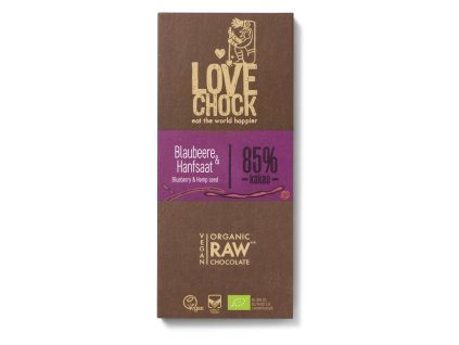 Lovechock Raw čokoláda borůvka a konopné semínko 85% 70 g bio