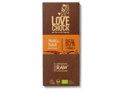 Lovechock Raw čokoláda mandle a baobab 85% 70 g bio