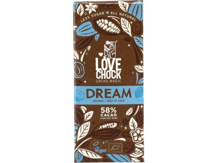 Lovechock Ciocolata nuca de cocos cu orez bautura 58% 70 g organic