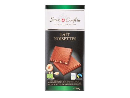 Swiss Confisa Čokoláda s lískovými ořechy 100 g bio
