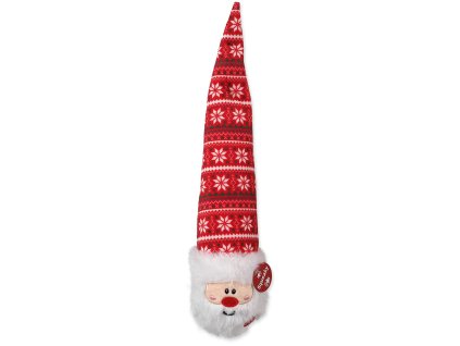 Hračka Dog Fantasy Winter Tale guľa s čiapkou červená, pískacia 38cm