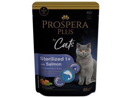 Prospera Plus Sterelized 1+ Pouch, Salmon, Peas 85g