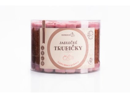 Tuburi de mere cu topping de iaurt cu aroma de capsuni, borcan 540g