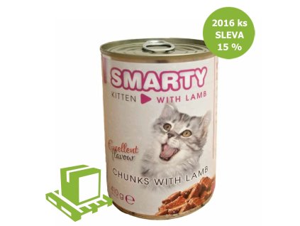 SMARTY Cat Kitten Jahňacie chunks, konzerva 410 g (paleta 2016 ks) ZĽAVA 15 %