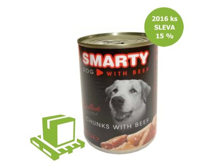 Bucăți de vită de câine SMARTY, la conserva 410 g (palet 2016 buc) REDUCERE 15%