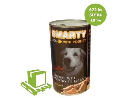 SMARTY Dog Drób kawałki, konserwa 1240 g (paleta 672 szt.) RABAT 10%