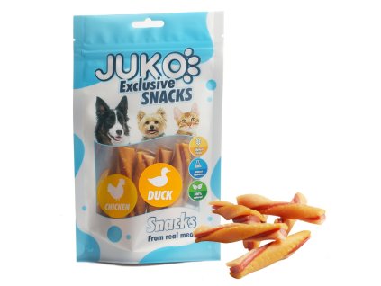 Gustări JUKO Tricolor Twist Pui, Rață și Dovleac 70 g