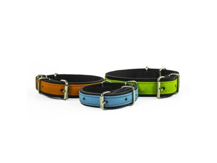 Leather collar with textile insert FLUO 40 x 2.0 cm