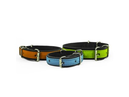 Leather collar with leather insert NEON 40 x 2.0 cm