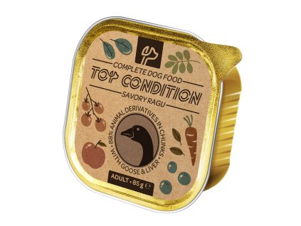 Kawałki gęsi i wątróbki dla psa Top Condition w sosie 85 g