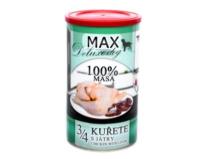 MAX Deluxe Dog 3/4 kurczaka z wątróbką, konserwa 1200 g