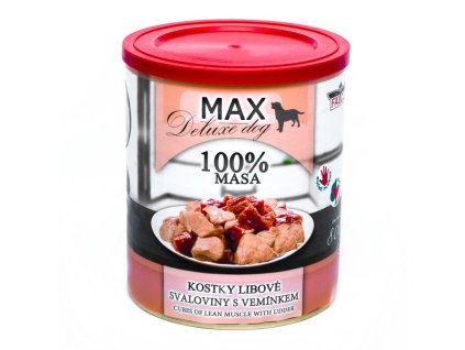 MAX Deluxe Dog kocky chudé svaloviny s vemienkom, konzerva 800 g